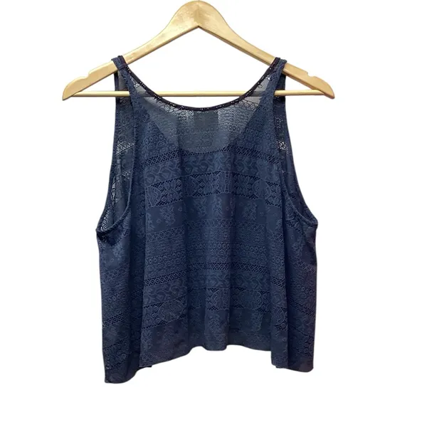 Free People cropped Retro Boho lace tank Blue. Size XS - Image 5