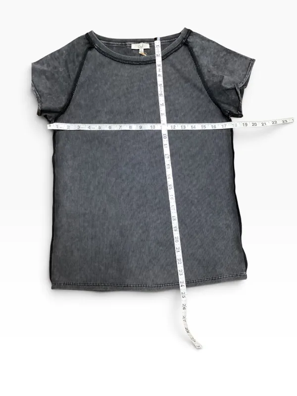 Easel charcoal gray ribbed short sleeve top Size Large - Image 5