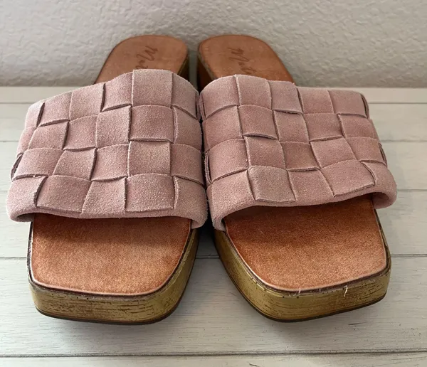 Matisse Hamptons Platform Slides Sandals Dusty Rose Pink Suede Shoes - Image 4