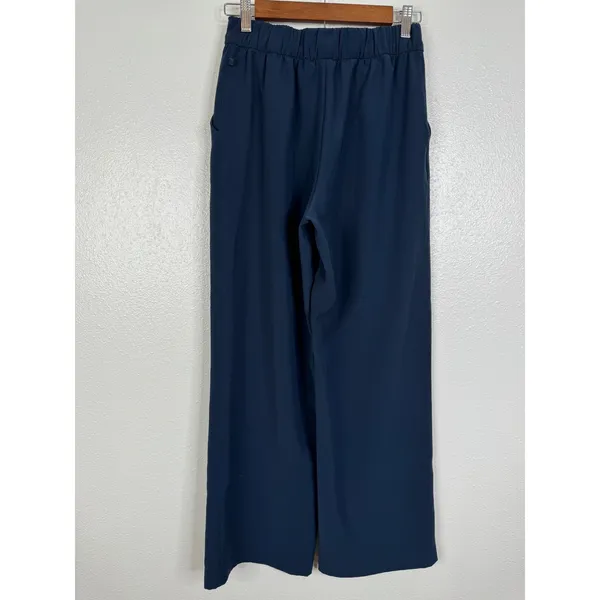 Lululemon Noir Pant True Navy High Rise Wide Leg Tie Waist Trousers Size 6 - Image 6