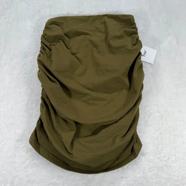 Aritzia Tna Ruched Mini Skirt Olive Green‎ Bodycon Stretch Fitted Casual 2XS - Image 6