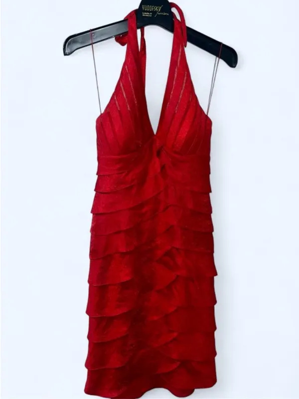 Y2K Cache red haltered cocktail dress - Image 2