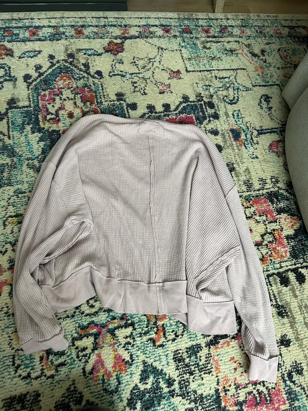 Free People Top Long Sleeve Purple Waffle - Image 5