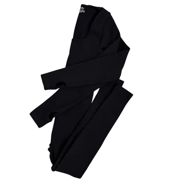SHEIN One Piece Sculpt Black Ribbed Long Sleeve Layering Unitard Bodysuit XS - Image 2