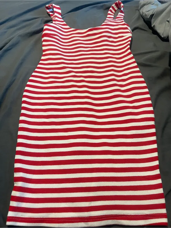 Zara red and white striped dress size xs - Image 6