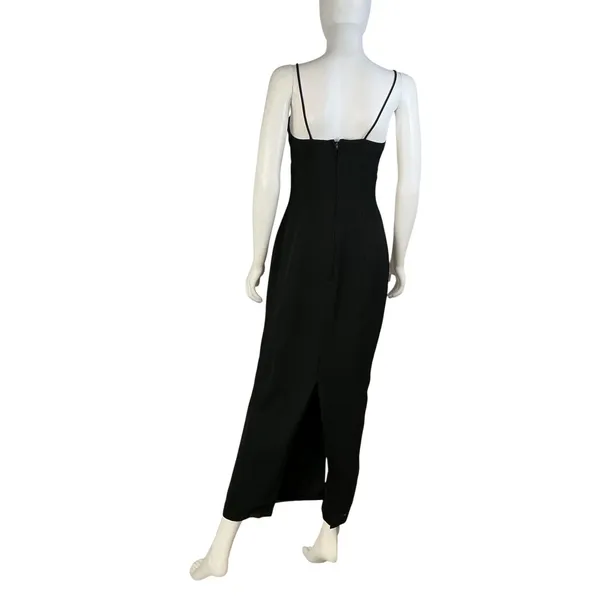 Roberta Black Draped Maxi Dress Sweetheart Neckline Spaghetti Strap Formal Gown - Image 5