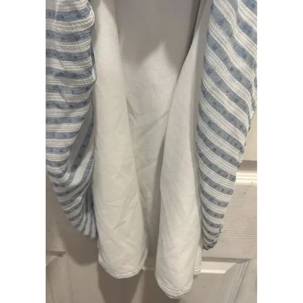 Blu Pepper Blue White Striped Swiss Dot Tiered Mini Dress Large‎ Tie Back Beach - Image 5