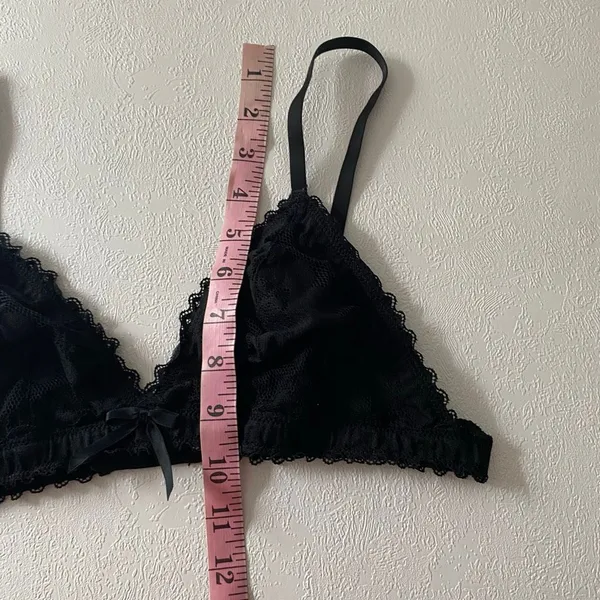 Show Off by Aerie Black Lace Triangle Bralette Size Large Coquette Y2K - Image 7