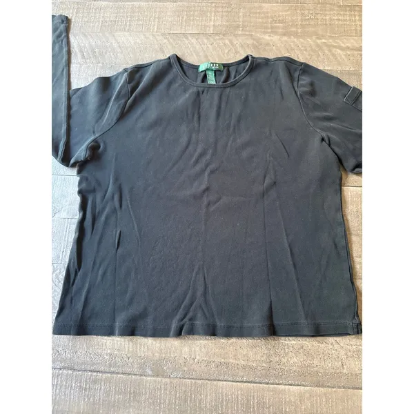 Lauren Ralph Lauren Women's Black Arm Pocket Long Sleeve Tee‎ Size XL - Image 3