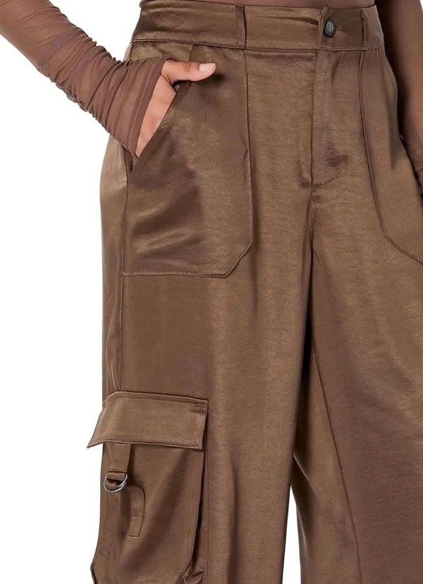 The Drop Satin Cargo Pants Brown Size L - Image 4
