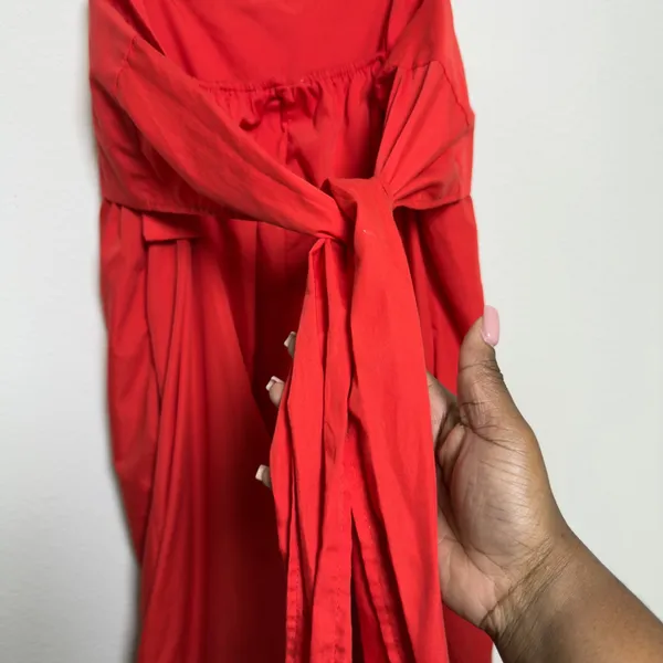 Entro Women Cotton Cottage Midi Dress Large Red‎ Tiered Square Neck Party Event - Image 8