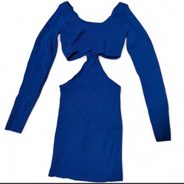 Edikted Blue Knit Dress Cut-Out Mini - Image 3