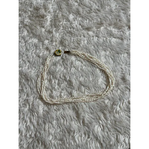 Vintage 6 Strand Freshwater Rice Irregular Pearl Necklace Cloisonne Closure - Image 4