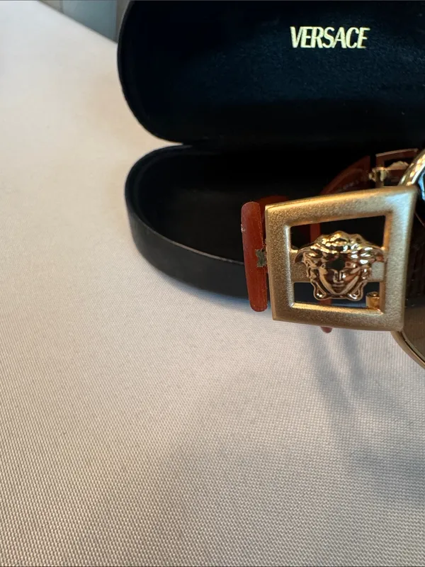 Versace Vintage Burnt Orange Sides With Case Versace Emblem On Sides - Image 3