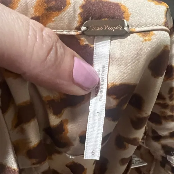 Free People Women's Leopard Print Satin Slip Skirt Size 6 Brown Midi - Image 9