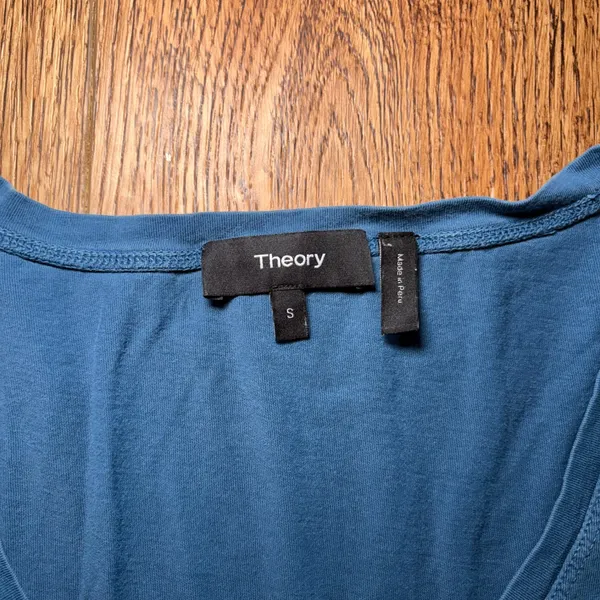 Theory Easy U Relaxed Tee Blue Pima Cotton Scoop Neck Shirt Womens S Minimalist - Image 2
