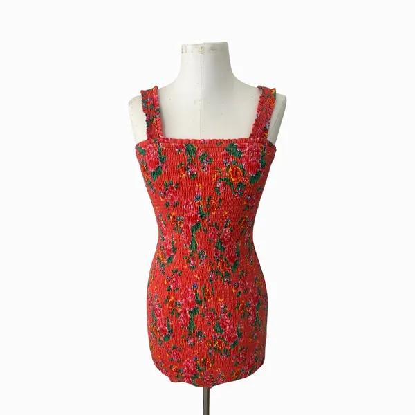 Rhode Jasmine Floral Smocked Mini Dress Floral Coquette Boho Romantic Size S - Image 2