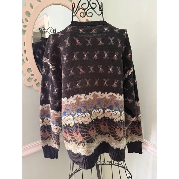Vtg Fair Isle The Import‎ Workshop Wool Blend Button Cardigan Sweater Large - Image 2