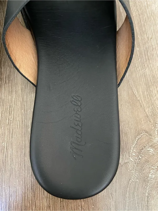 Madewell The Louisa Crisscross Slide Women’s Size 10 Black Leather Sandals - Image 7
