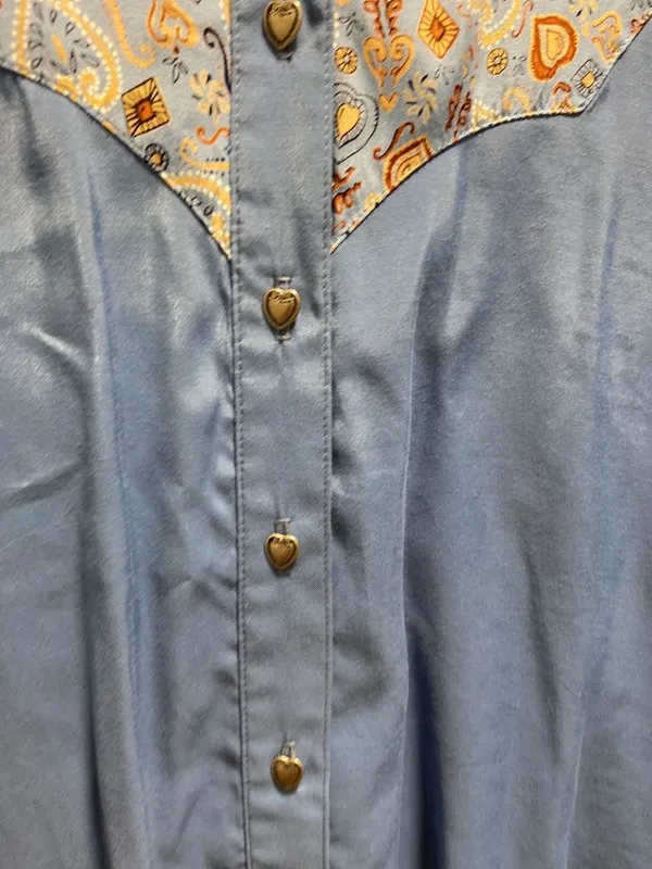 Vintage Desert West Button Down Western Shirt Blue Size XS Rodeo Country Spring - Image 8