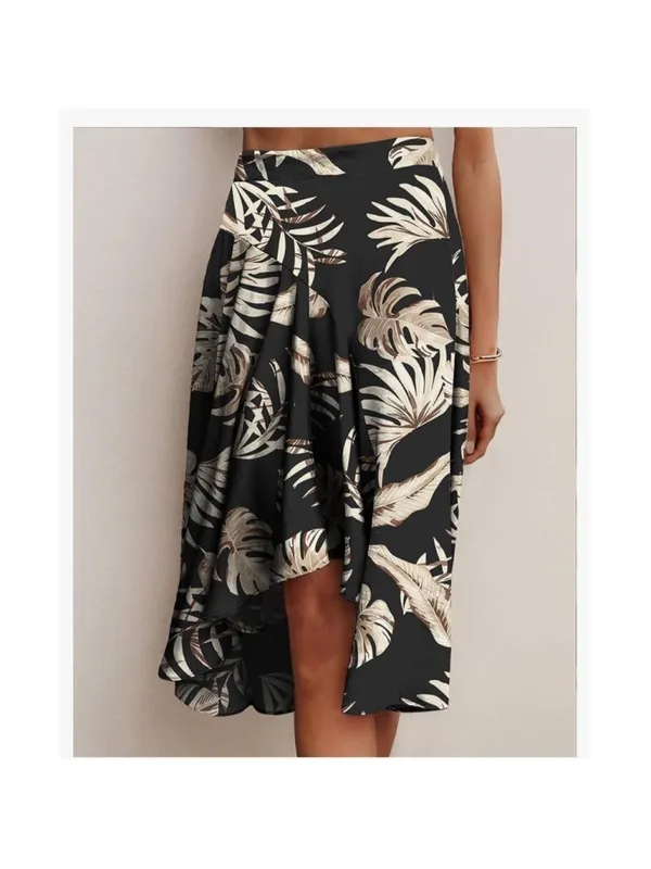 NEW Midi Flowy High Waist High Low Midi Skirt XL - Image 5