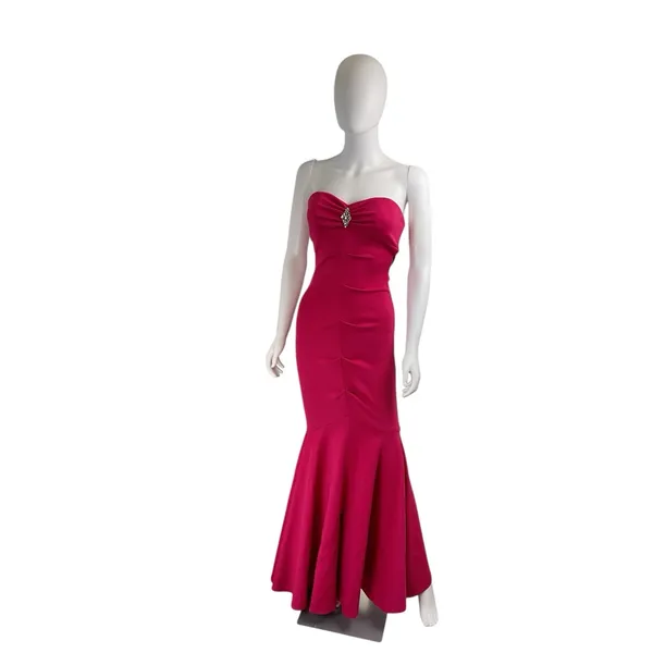 Xscape Fuschia Pink Strapless Ruched Mermaid Maxi Long‎ Gown XS5885C $258 Size 2 - Image 2