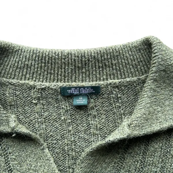 Wild Daisy wild fable green cropped knit cardigan with collar - Image 4