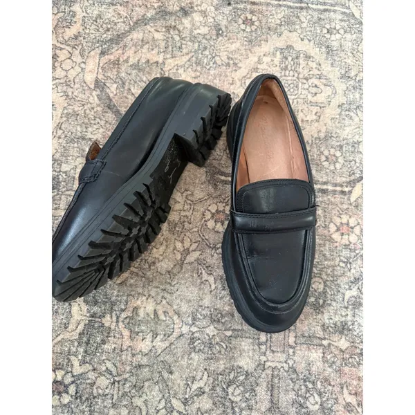 Madewell Bradley Lugsole Loafer Black Leather Penny Loafers Size 8 - Image 3