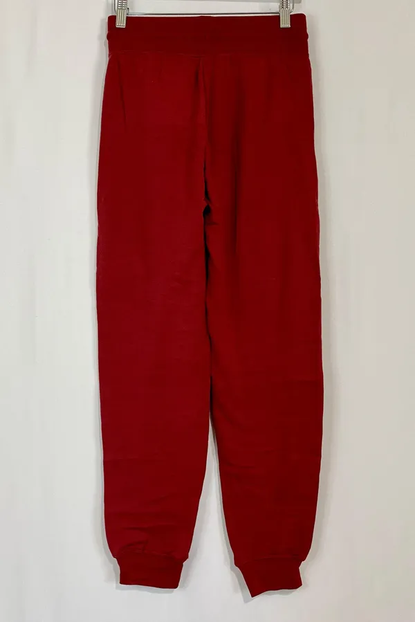 Women’s Casual Drawstring Joggers Coke Rainbow Print Logo Maroon NWT - Image 7
