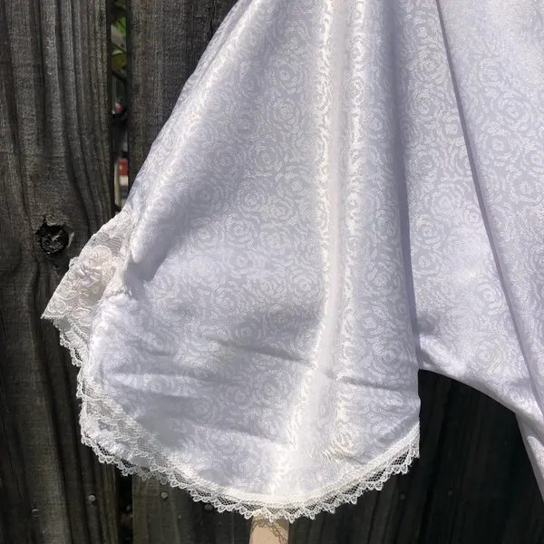 Vintage Christian Dior Lingerie Robe Light Blue Lace Small - Image 8