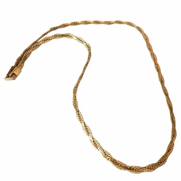 Vintage Gold Tone Woven Braided Textured Chain Necklace - Image 7
