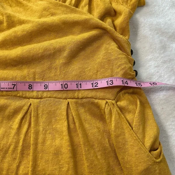 Anthropologie By Moth Mustard Sweater Wrap Puff Sleeve Mini Dress Pockets XS - Image 3