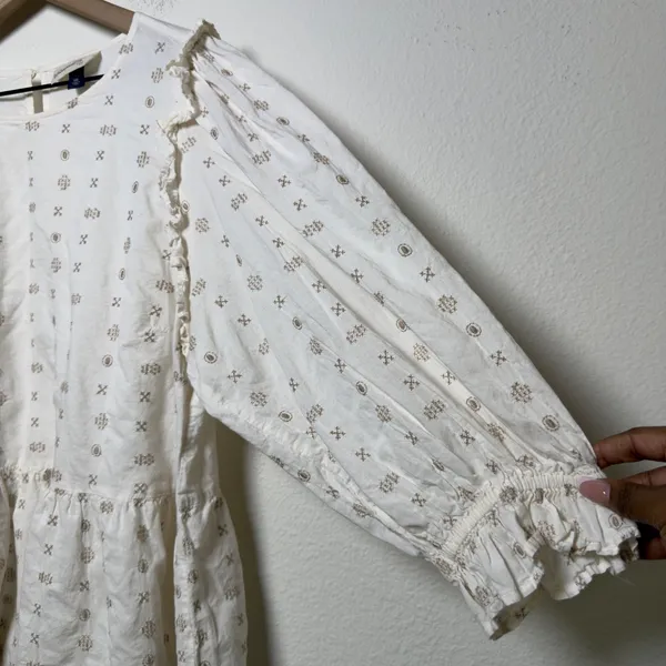 Universal Thread‎ Women 100% Cotton Peplum Top XXL White Embroidered Cottage - Image 3