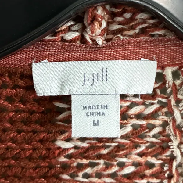 J Jill Dolman Nubby Pink Brown Marled Striped Spring Cardigan Sweater Sz M - Image 2