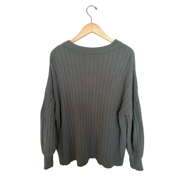 Aerie American Eagle Oversized Soft Crewneck Sweater Size S Green Ribbed Knit - Image 5