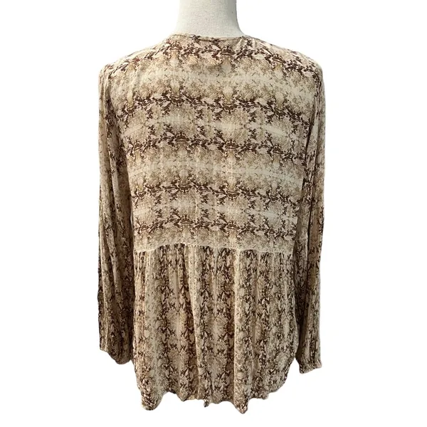 Savanna Jane Boho Floral Embroidered Gold Thread Long Sleeve Fall Blouse Size L - Image 6