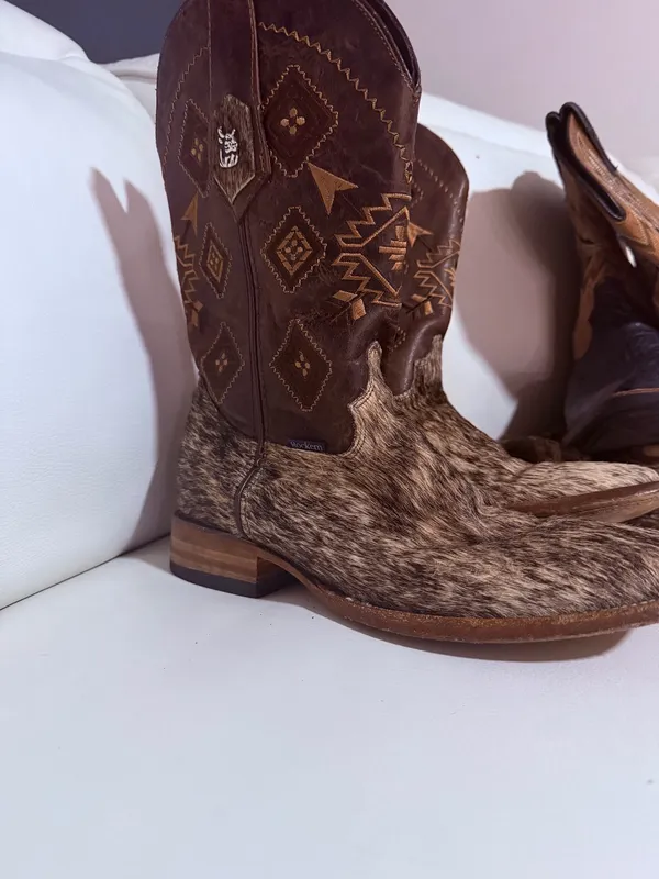 Rock’em Cowhide Cowboy Boots Men’s Size 8 Brown - Image 2