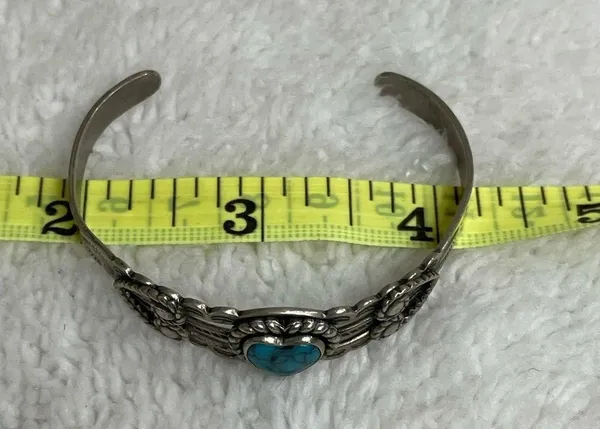Silver Nickle Bell Faux Turquoise cuff bracelet - Image 5