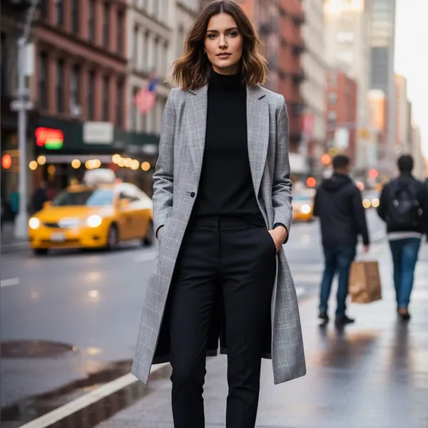 Gray Plaid Long Wool - Image 2