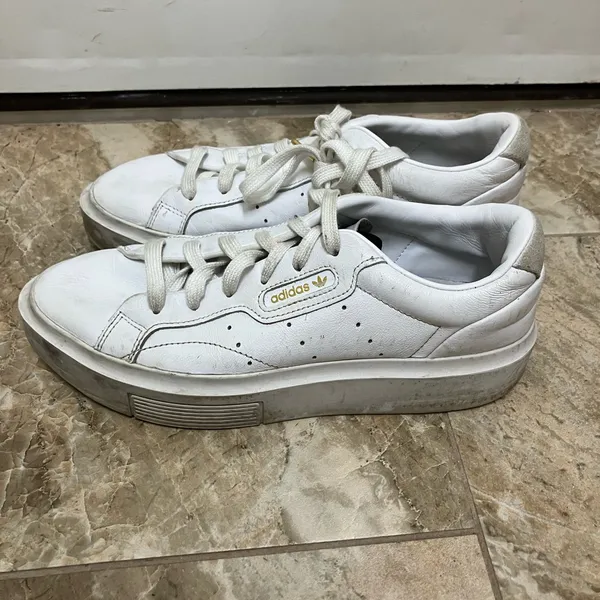 Adidas sleek super platform white sneakers. - Image 2