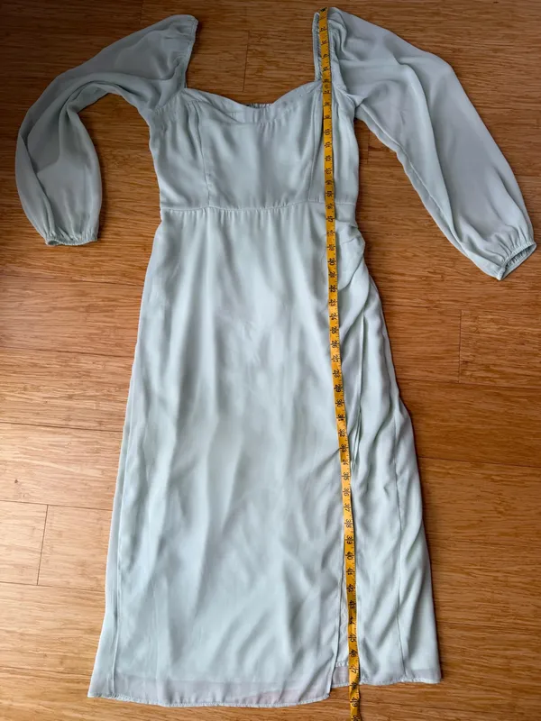 Abercrombie Sage Green Long Sleeve Midi Dress Medium Tall - Image 6