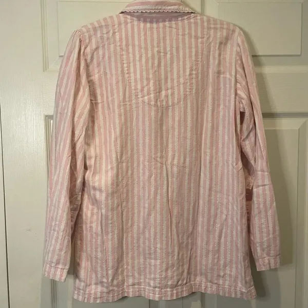 Victoria’s Secret Pink Glittery Stripe Long Sleeve‎ Sleep Top Pink Label - Image 4