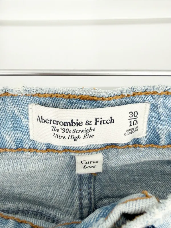 Abercrombie & Fitch 90s Straight Ultra High Rise Curve Love Jeans 30 Blue - Image 6