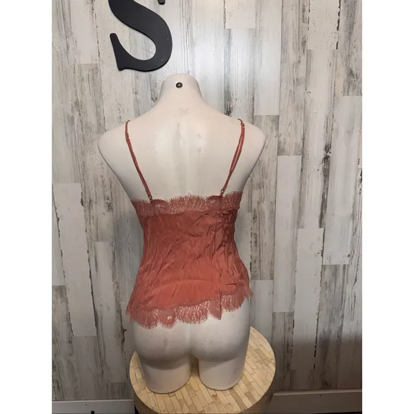 Victoria's Secret Rose Pink Cami Top Womens Size Small S Lace Trim Viscose Camis - Image 3
