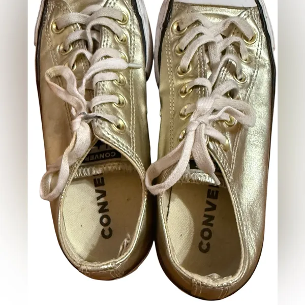 Converse Chuck Taylor All Star Lift Platform Metallic Gold Low-Top Sneakers Sz 6 - Image 5