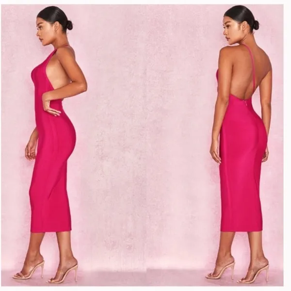 House of CB “Sasha” Hot Pink Midi Bandage Dress‎ NWOT size XS - Image 4