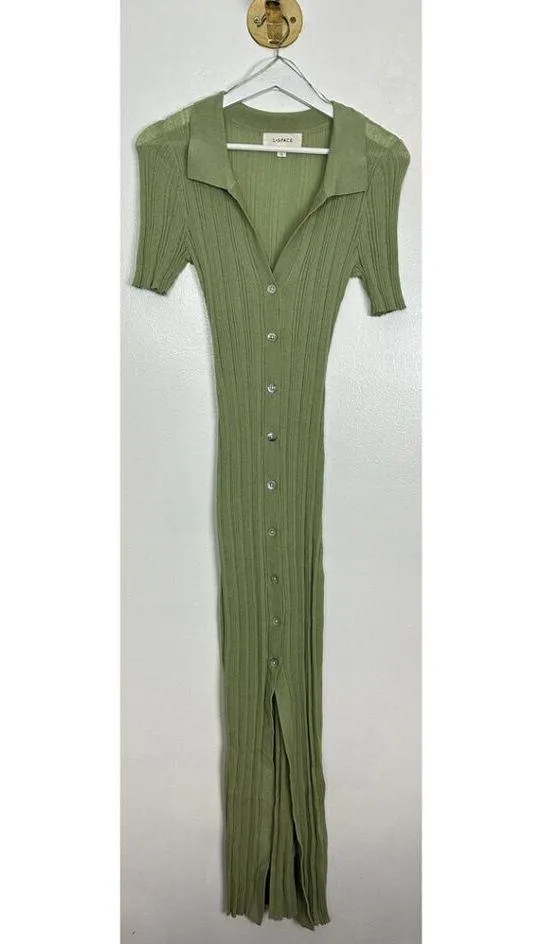 L*SPACE Undertow Dress in Light Olive Size Large - Image 6