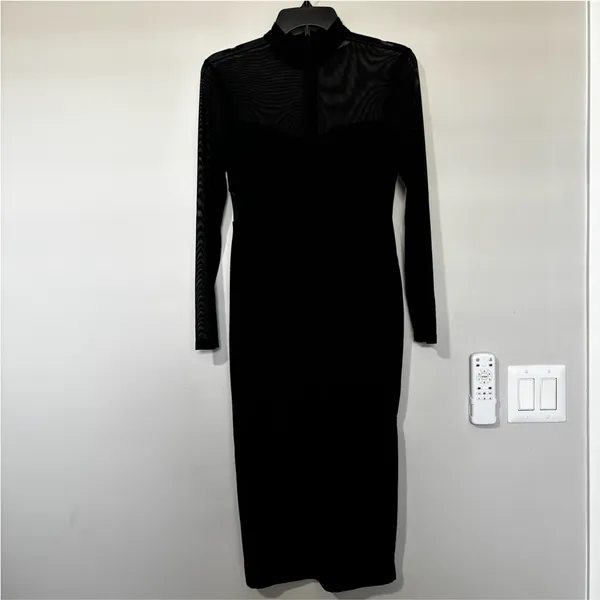 Petal & Pup Farrow Long Sleeve Midi Dress in black size S - Image 2