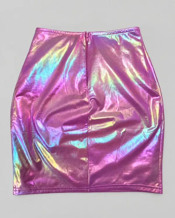 Iridescent Holographic Mini Skirt - Image 3