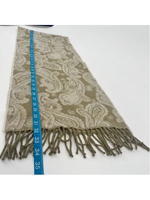 Women's Paisley Scarf One Size Tan Beige - Image 4